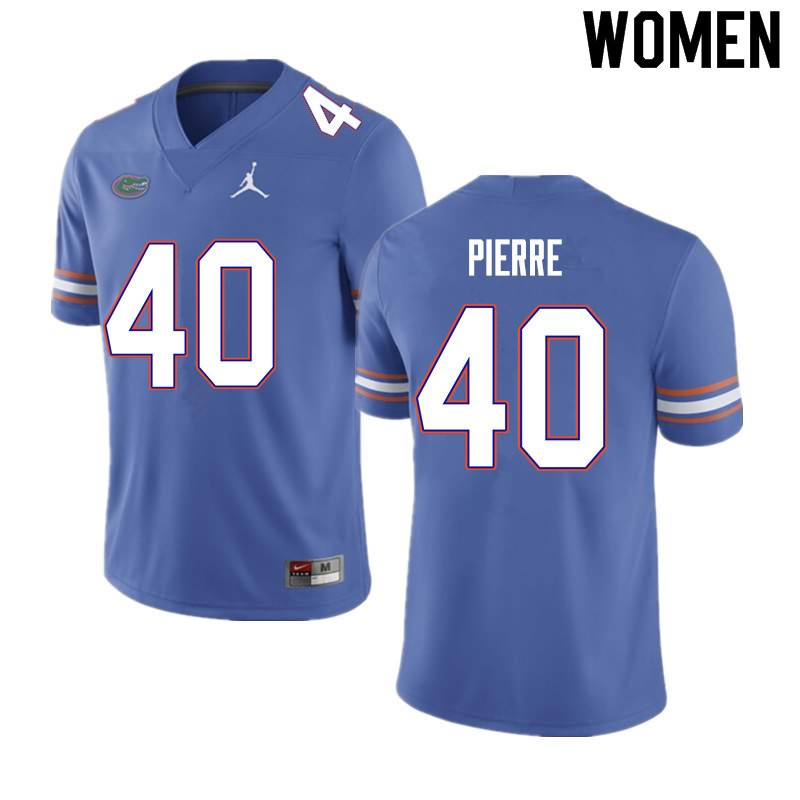 Women's NCAA Florida Gators Jesiah Pierre #40 Stitched Authentic Nike Blue College Football Jersey QVP4065GY